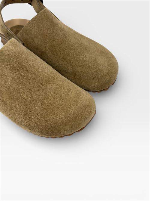 Sandali sabot in suede con cinturino IL LACCIO | 8142SUEDEOILGREEN